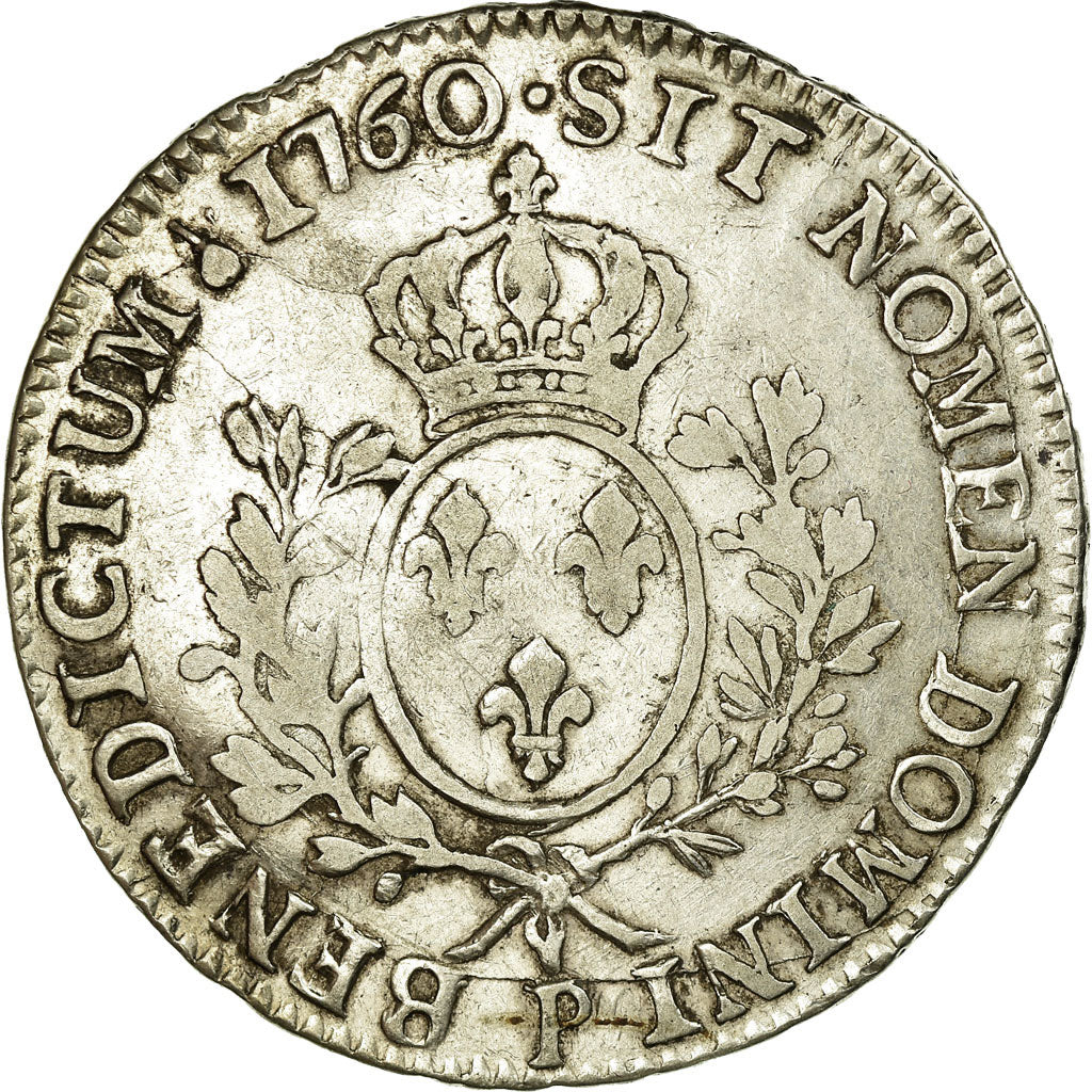 Francia, Louis XV, Écu au bandeau, 1760, Dijon, Plata, BC+, Gadoury:322