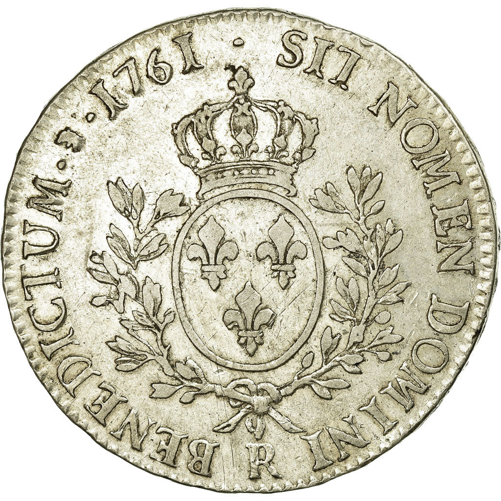 Coin, France, Louis XV, Ecu, 1761, Orléans, EF(40-45), Silver, Gadoury:322