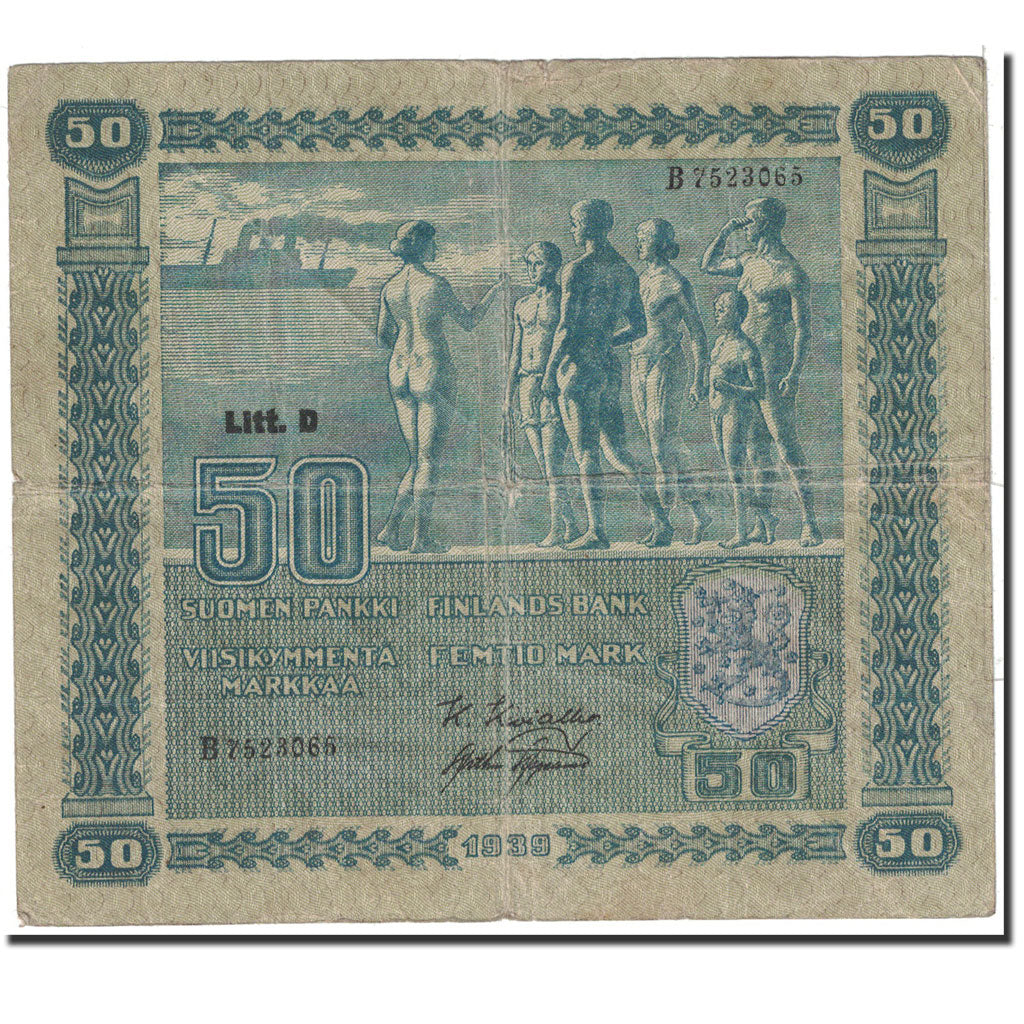 Finland, 50 Markkaa, 1939, KM:72a, VF(30-35)