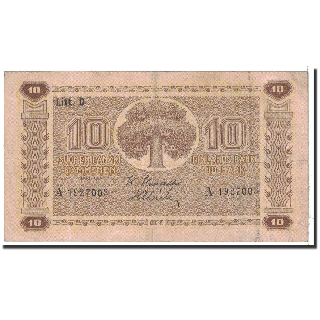 Finlande, 10 Markkaa, 1939, KM:70a, TTB