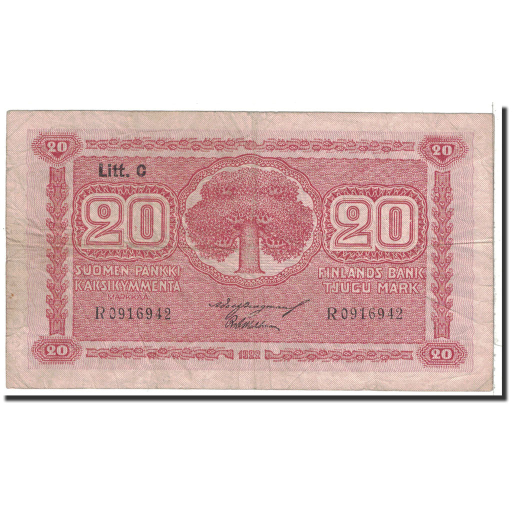 Finland, 20 Markkaa, 1939, KM:71a, VF(30-35)