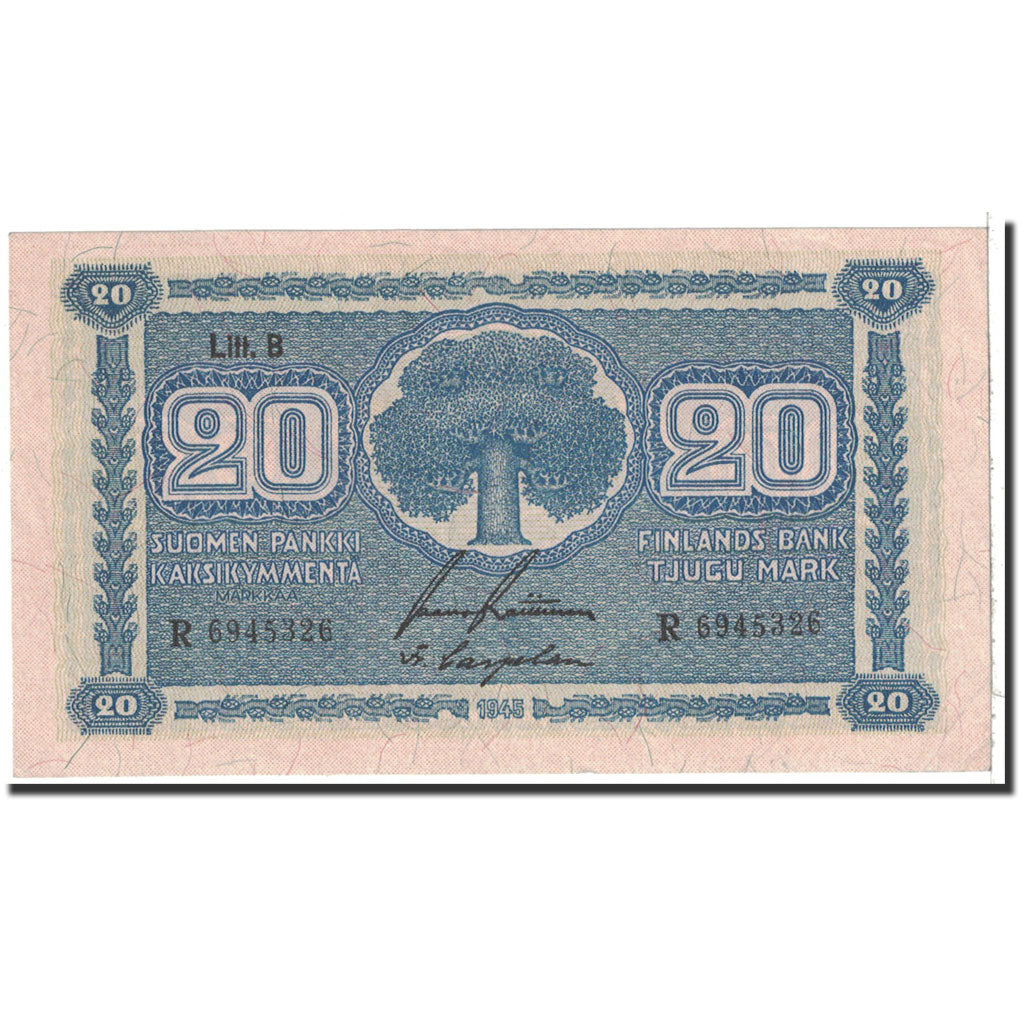 Finland, 20 Markkaa, 1945, KM:86, UNC(63)