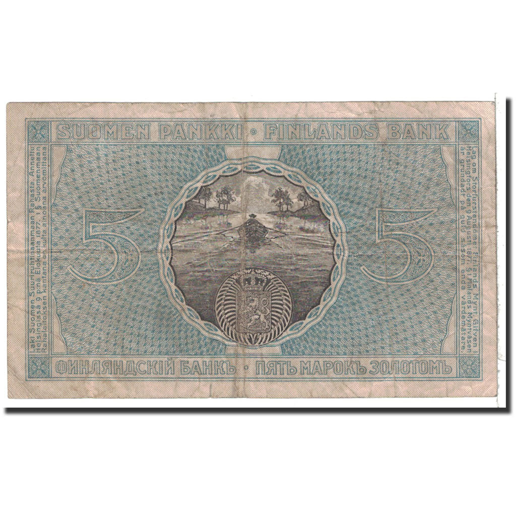 Banknote, Finland, 5 Markkaa, 1909, Undated, KM:20, VF(20-25)