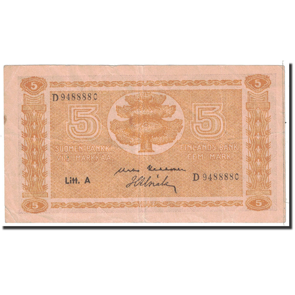 Finland, 5 Markkaa, 1945, KM:76a, EF(40-45)