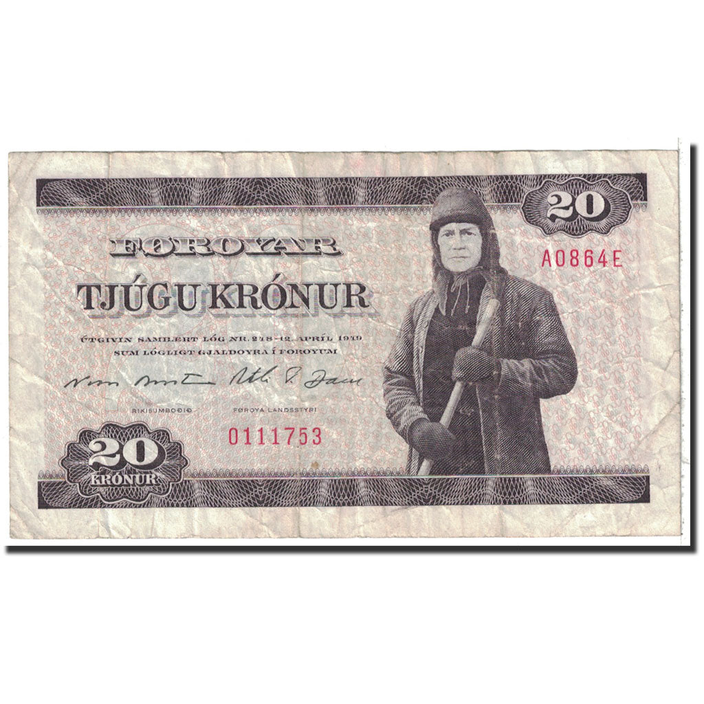 Faeroe Islands, 20 Kronur, 1986, KM:19a, VF(30-35)