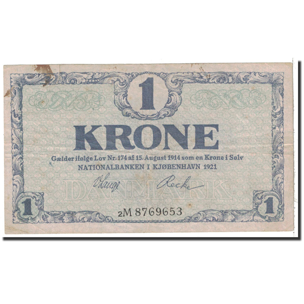Denmark, 1 Krone, 1921, KM:12g, EF(40-45)