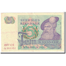 Billet, Suède, 5 Kronor, 1977, Undated, KM:51d, TTB+