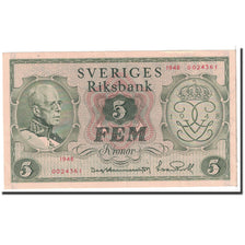 Suède, 5 Kronor, 1948, KM:41a, NEUF