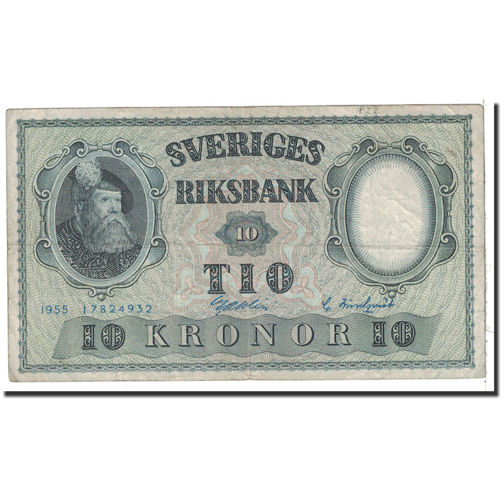 Sweden, 10 Kronor, 1955, KM:43c, VF(20-25)