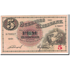 Sweden, 5 Kronor, 1951, KM:33ah, AU(50-53)