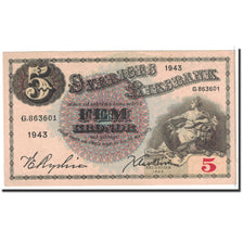Suède, 5 Kronor, 1943, KM:33z, SPL