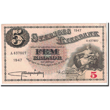 Sweden, 5 Kronor, 1947, KM:33ad, AU(50-53)