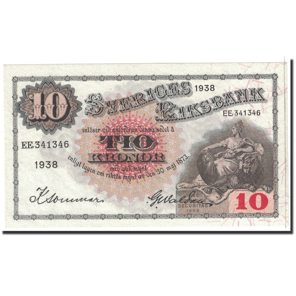 Banknote, Sweden, 10 Kronor, 1938, Undated, KM:34u, UNC(65-70)