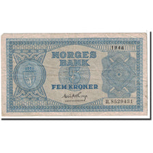 Noruega, 5 Kroner, 1946, KM:25b, MBC