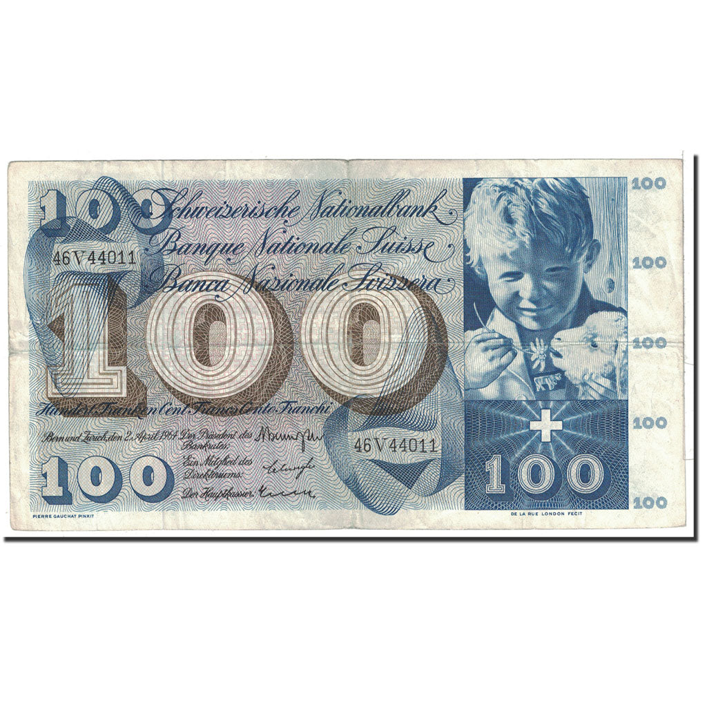 Switzerland, 100 Franken, 1964, KM:49f, 1964-04-02, EF(40-45)