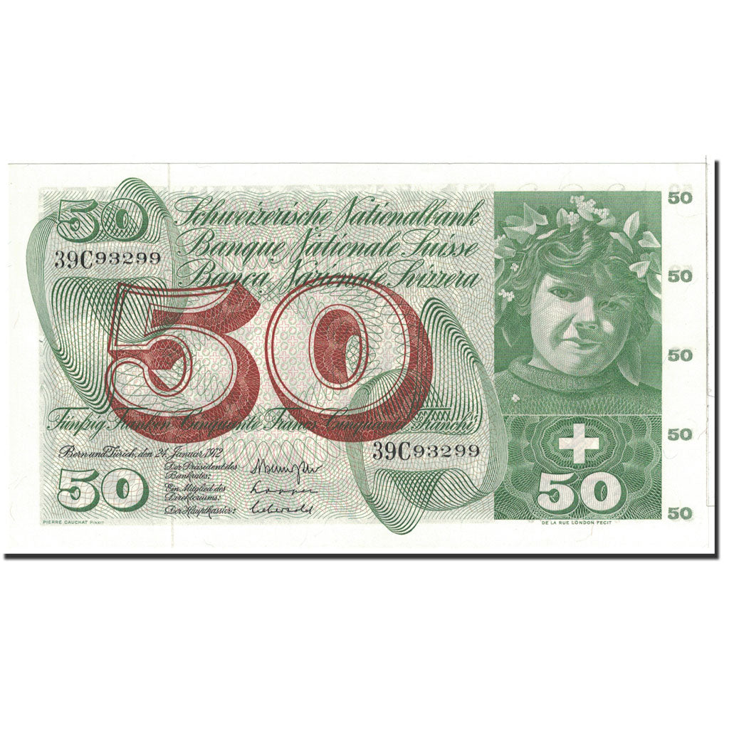 Banknote, Switzerland, 50 Franken, 1972, 1972-01-24, KM:48l, UNC(60-62)