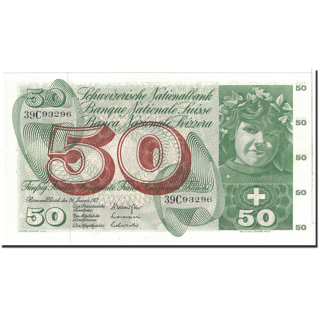Banknote, Switzerland, 50 Franken, 1972, 1972-01-24, KM:48l, UNC(60-62)
