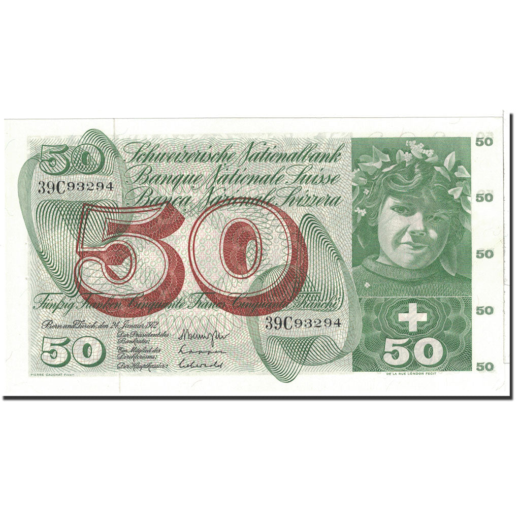 Banconote, Svizzera, 50 Franken, 1972, KM:48l, 1972-01-24, SPL