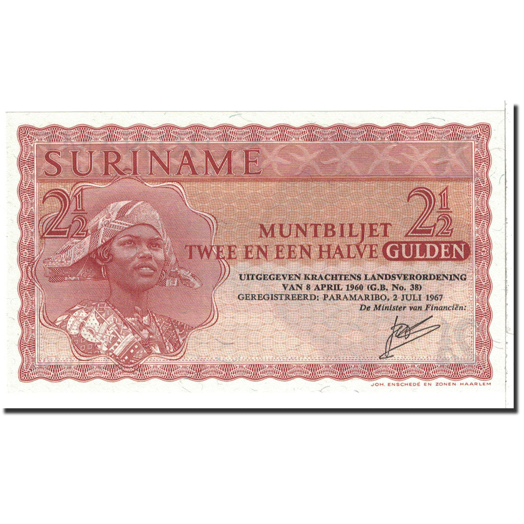 Surinam, 2 1/2 Gulden, 1967, 1967-07-02, KM:117b, UNC(65-70)