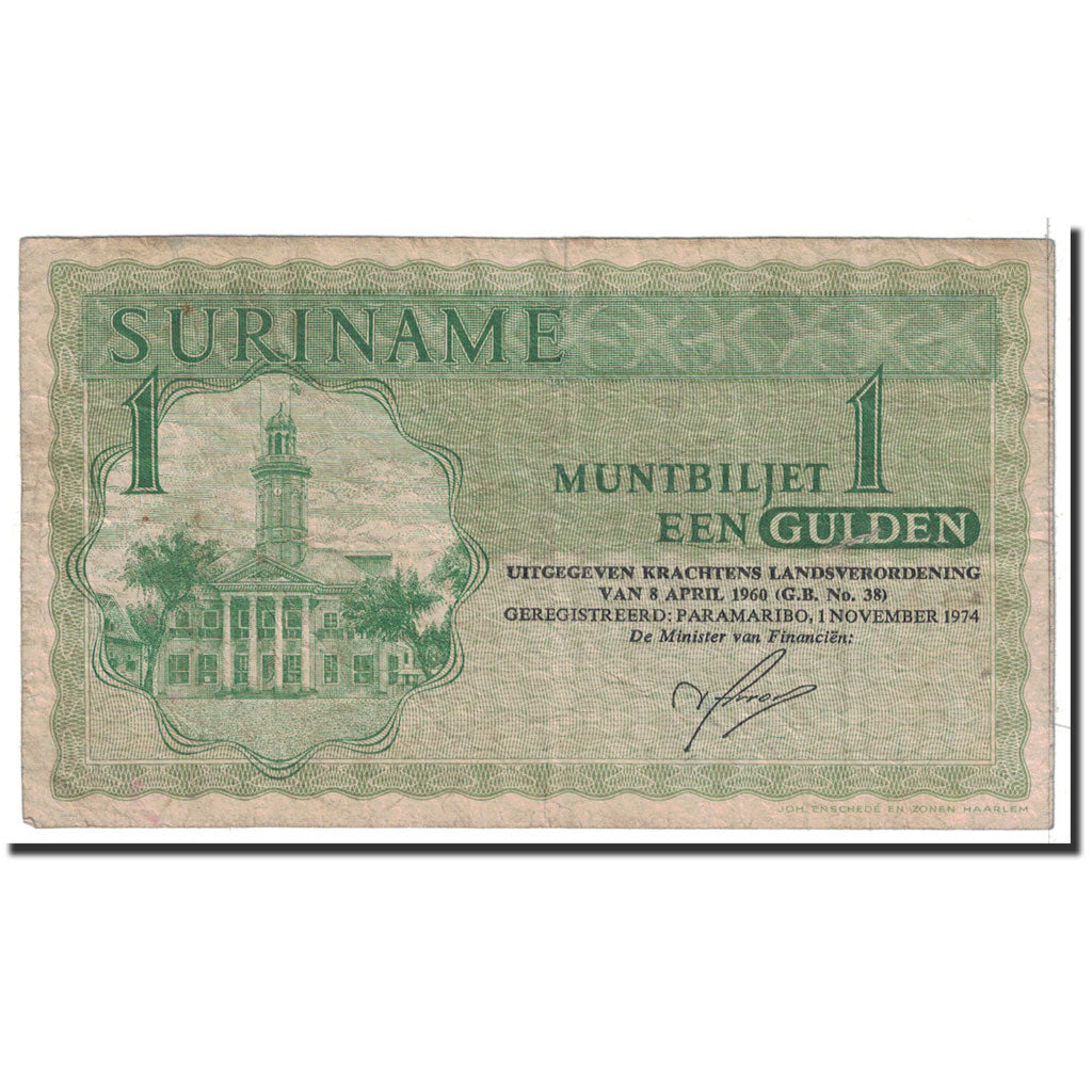 Billet, Surinam, 1 Gulden, 1974, 1974-11-01, KM:116e, TB