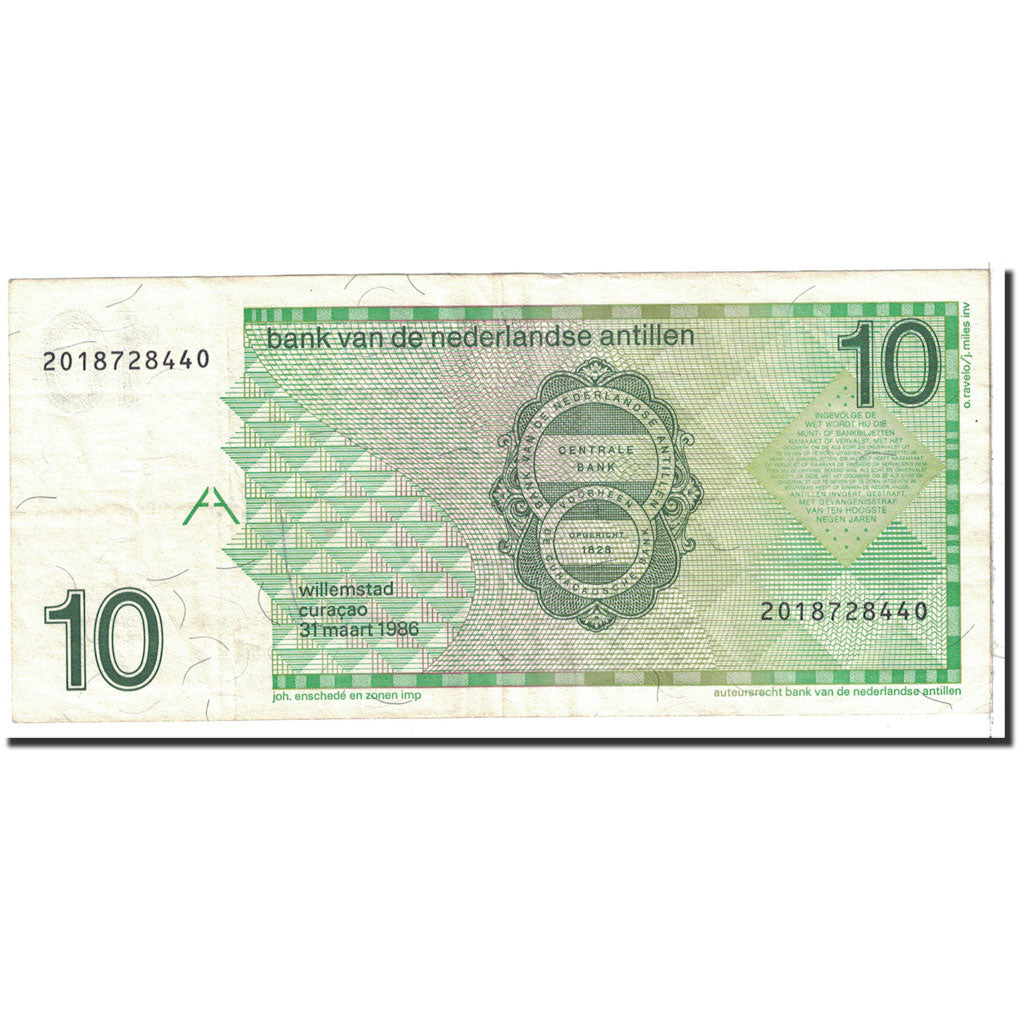 Netherlands Antilles, 10 Gulden, 1986, KM:23a, 1986-03-31, EF(40-45)