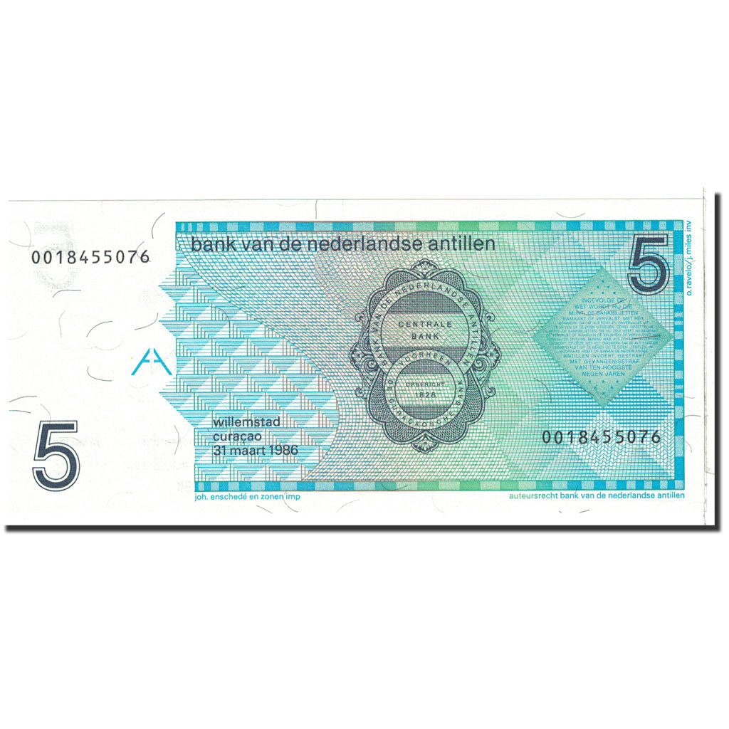 Banknote, Netherlands Antilles, 5 Gulden, 1986, 1986-03-31, KM:22a, UNC(65-70)