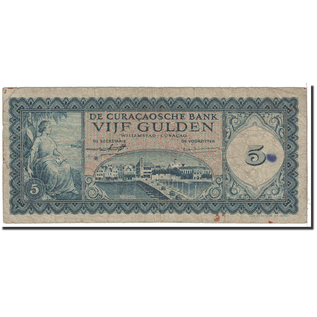 Curacao, 5 Gulden, 1958, KM:45, VG(8-10)