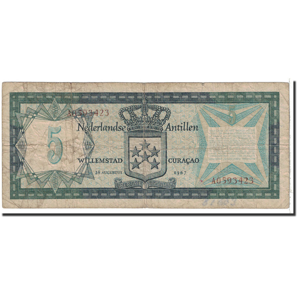 Banknote, Netherlands Antilles, 5 Gulden, 1967, 1967-08-28, KM:8a, VF(20-25)