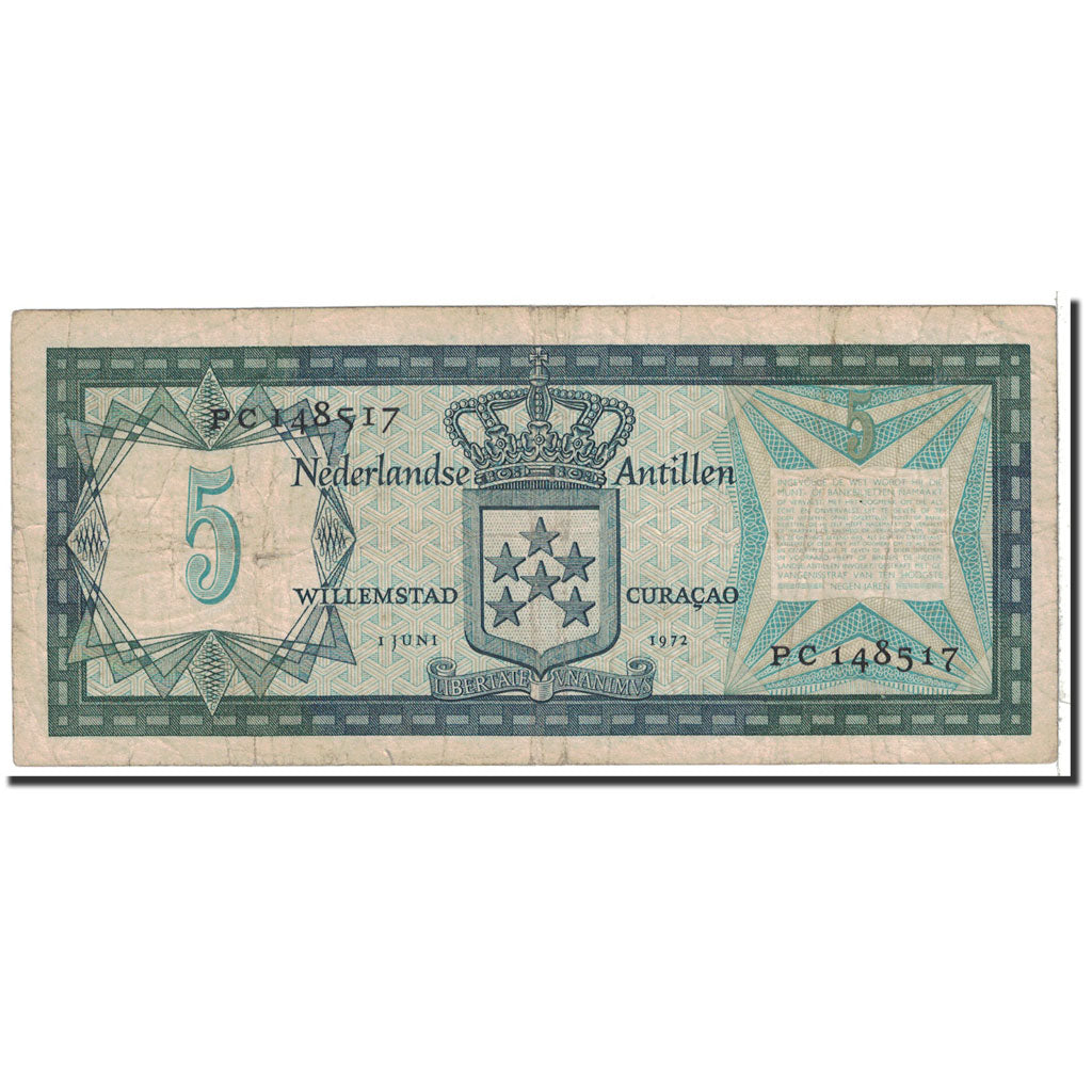 Banknote, Netherlands Antilles, 5 Gulden, 1972, 1972-06-01, KM:8b, VF(20-25)