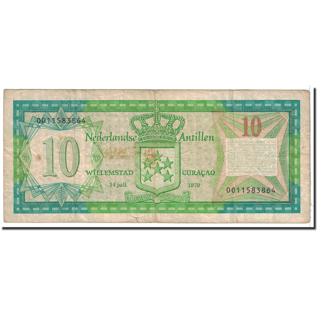 Billet, Netherlands Antilles, 10 Gulden, 1979, 1979-07-14, KM:16a, TB+