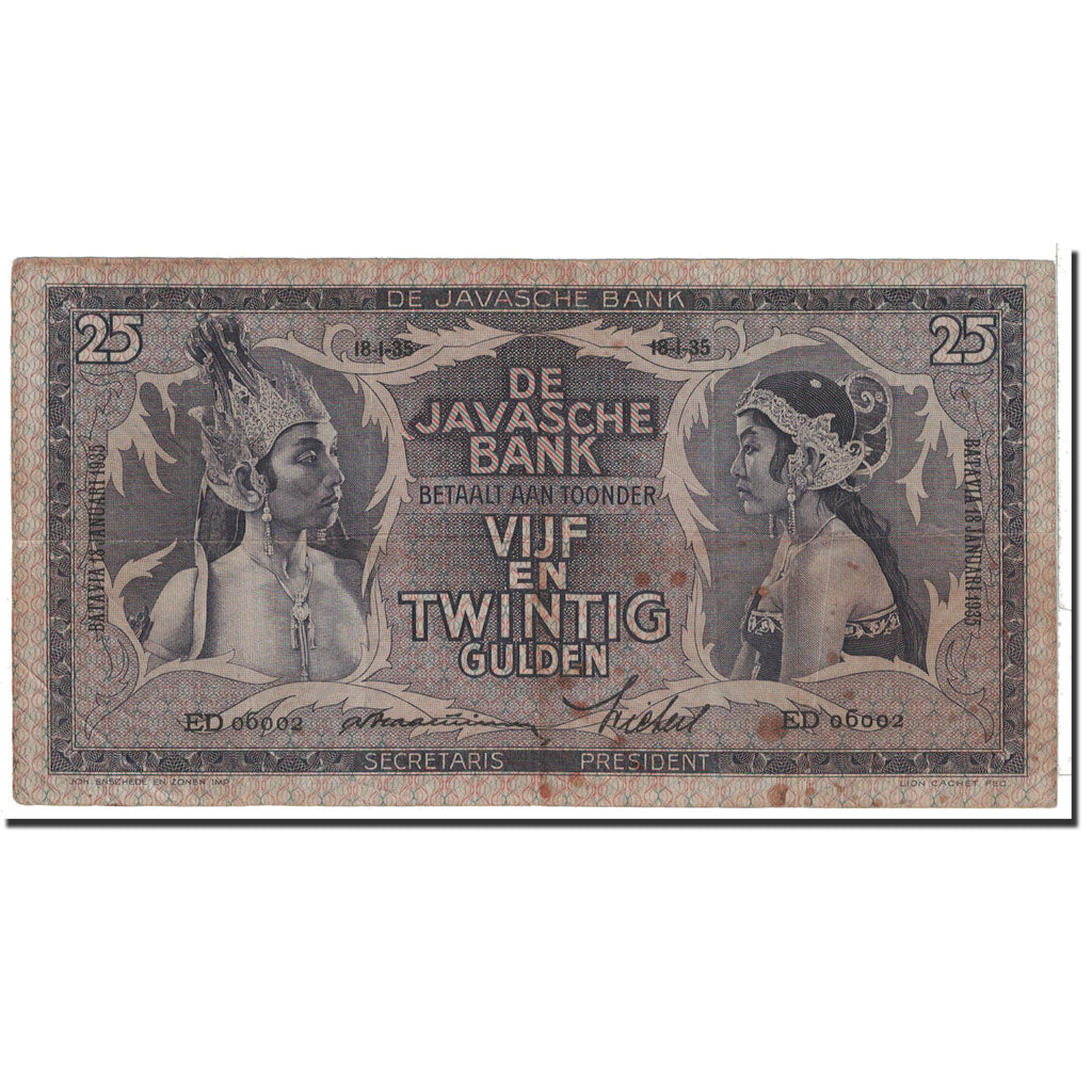 Netherlands Indies, 25 Gulden, 1935, KM:80a, 1935-01-18, VF(30-35)