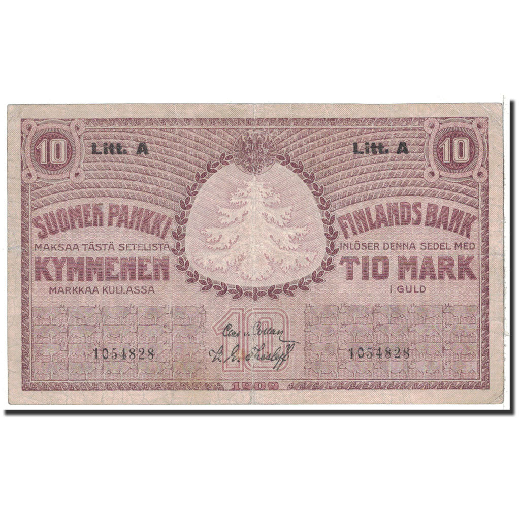 Finland, 10 Markkaa, 1918, KM:37, EF(40-45)