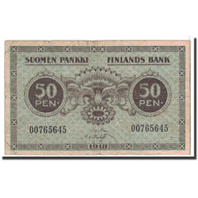 Finland, 50 Penniä, 1918, KM:34, VF(20-25)