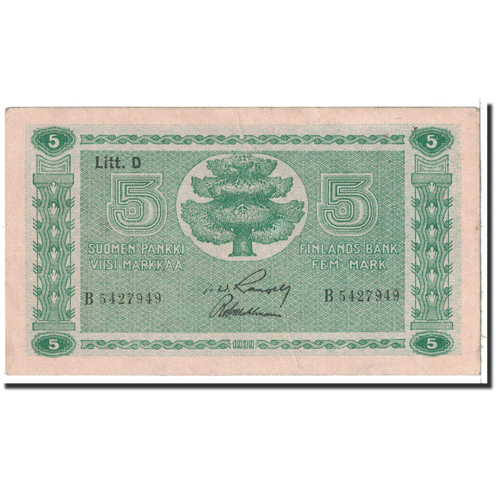Finland, 5 Markkaa, 1939, KM:69a, AU(50-53)