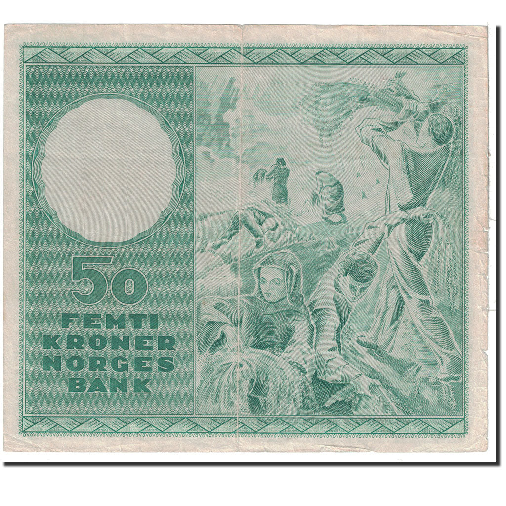 Norway, 50 Kroner, 1955, KM:32b2, VF(30-35)