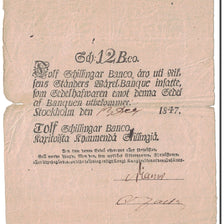 Billete, 12 Schillingar Banco, 1847, Suecia, KM:A101a, Undated, BC