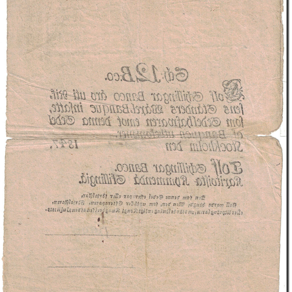 Banknote, Sweden, 12 Schillingar Banco, 1847, Undated, KM:A101a, VF(20-25)