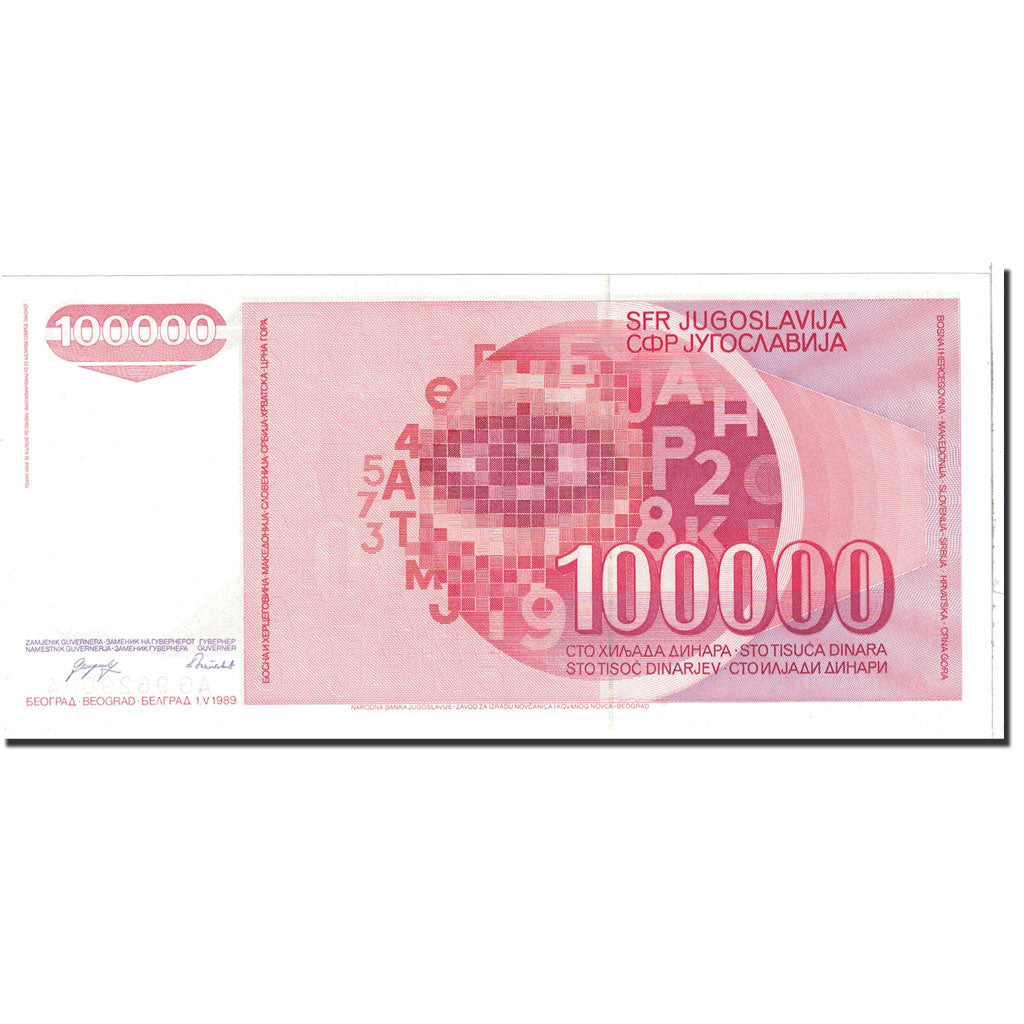 Banknote, Yugoslavia, 100,000 Dinara, 1989, 1989-05-01, KM:97, UNC(65-70)