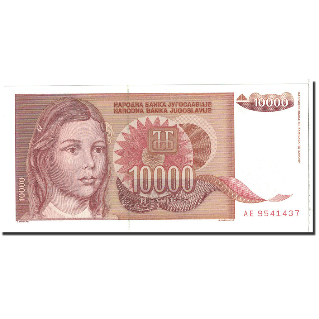Banknote, Yugoslavia, 10,000 Dinara, 1992, Undated, KM:116b, UNC(65-70)