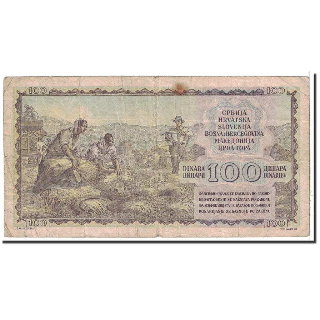 Billet, Yougoslavie, 100 Dinara, 1953, 1953-05-01, KM:68, TB