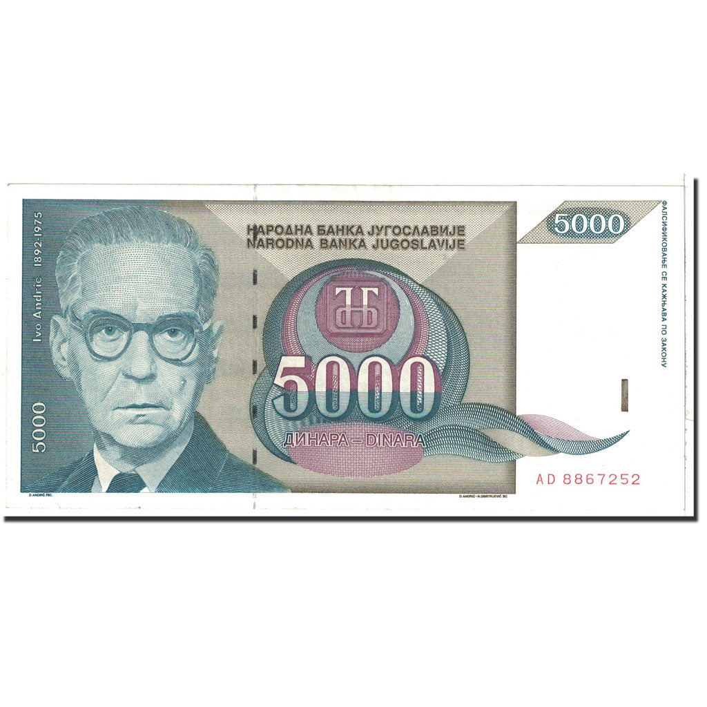 Banknote, Yugoslavia, 5000 Dinara, 1992, Undated, KM:115, UNC(63)