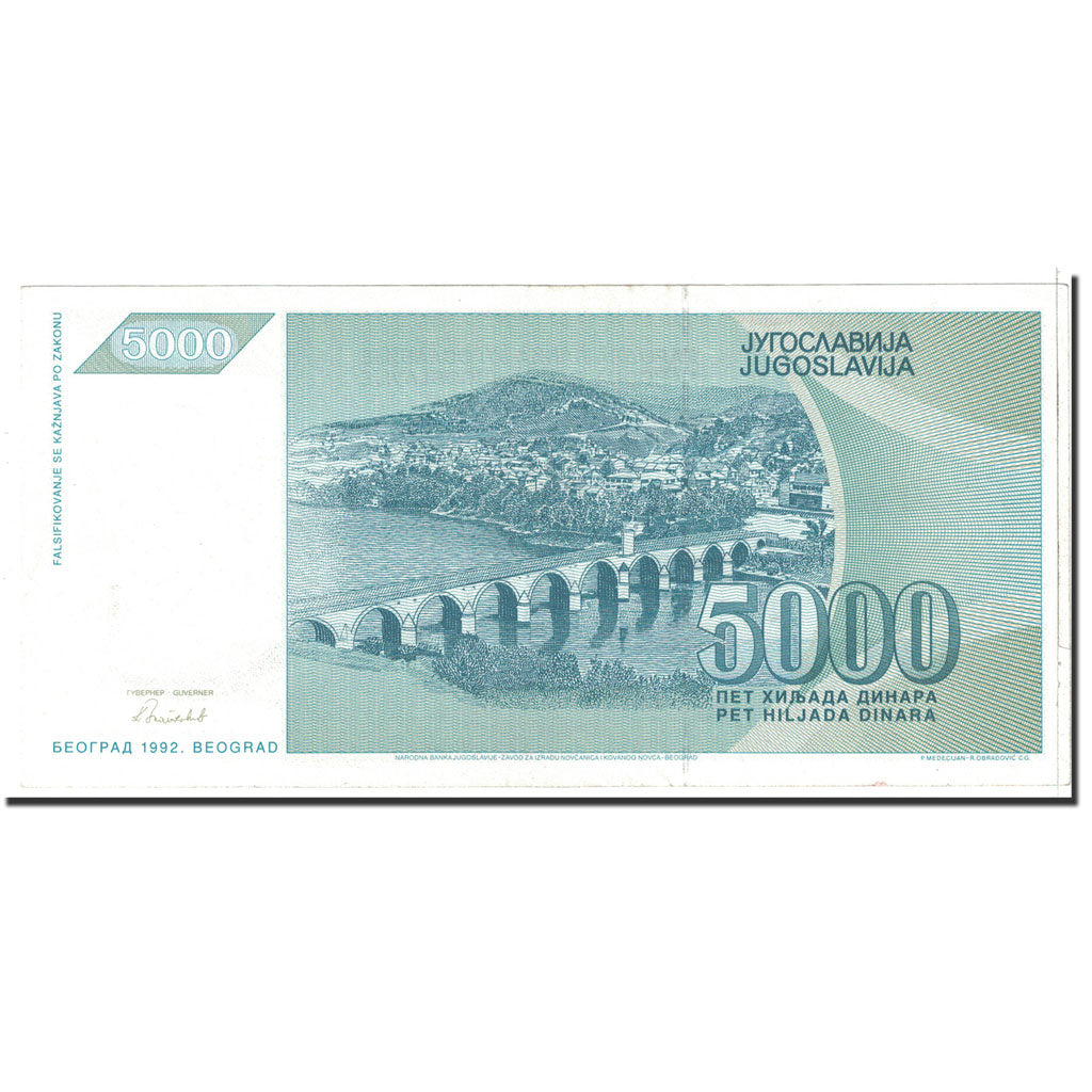 Banknote, Yugoslavia, 5000 Dinara, 1992, Undated, KM:115, UNC(63)