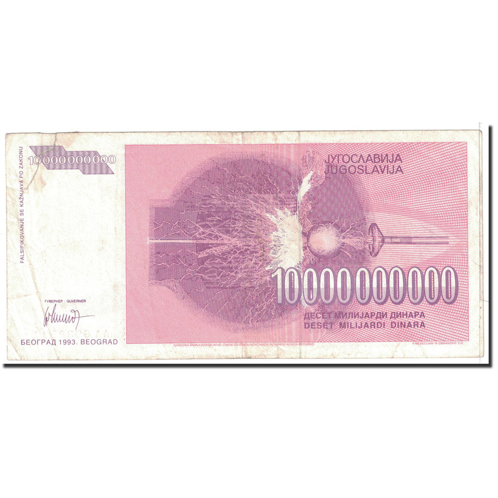Billet, Yougoslavie, 10,000,000,000 Dinara, 1993, Undated, KM:127, TB
