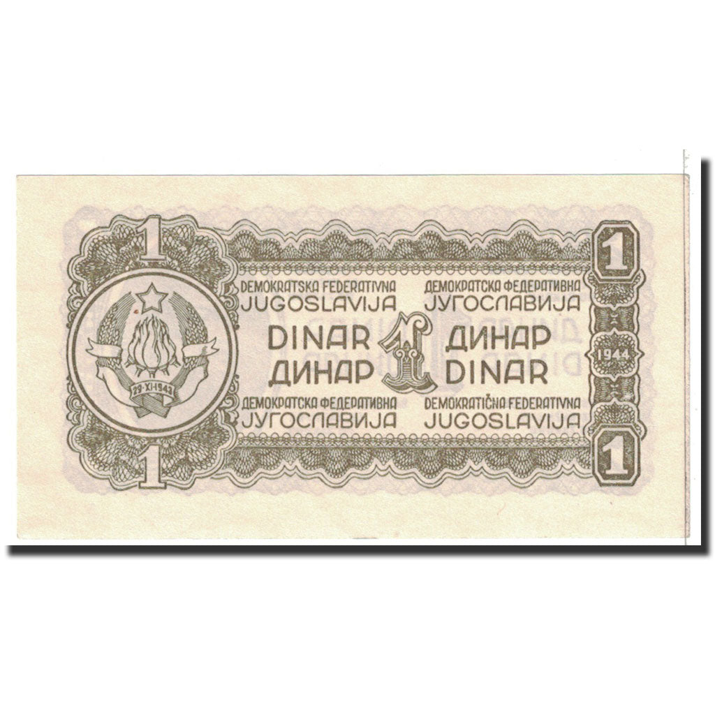 Banknote, Yugoslavia, 1 Dinar, 1944, Undated, KM:48b, UNC(65-70)