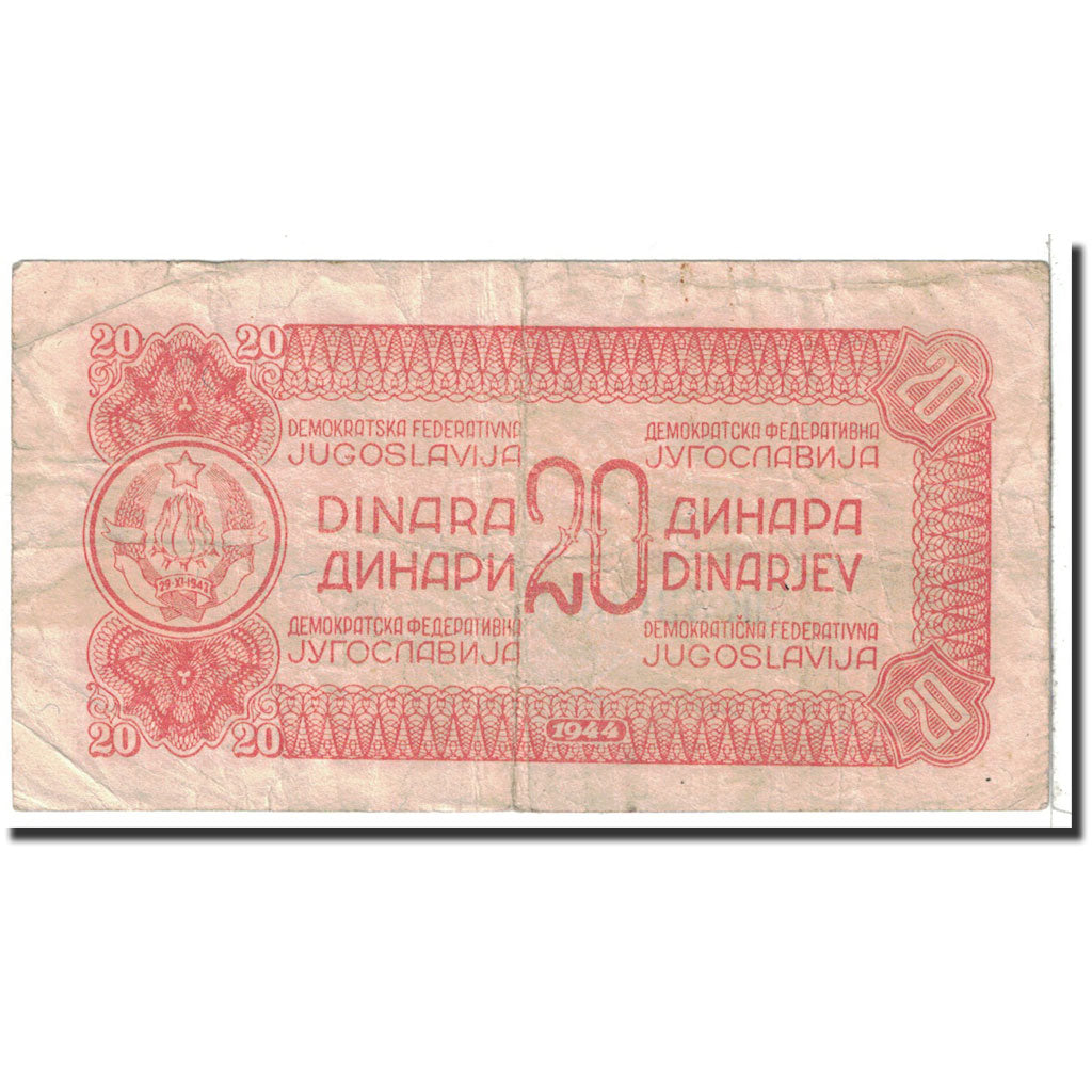 Banknote, Yugoslavia, 20 Dinara, 1944, Undated, KM:51c, VG(8-10)