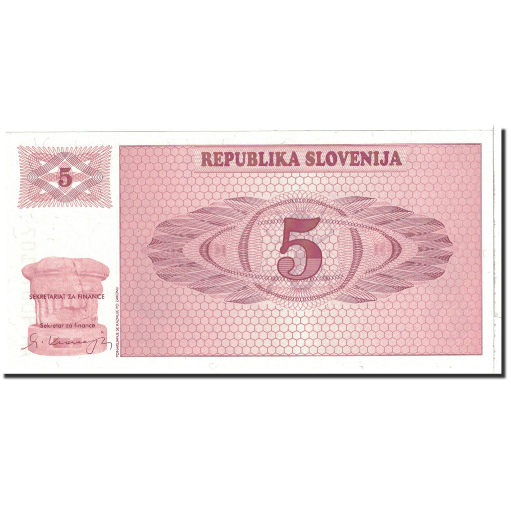 Banknote, Slovenia, 5 (Tolarjev), 1990, Undated, KM:3a, UNC(65-70)