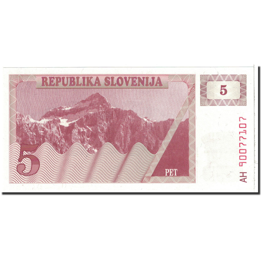 Banknote, Slovenia, 5 (Tolarjev), 1990, Undated, KM:3a, UNC(65-70)
