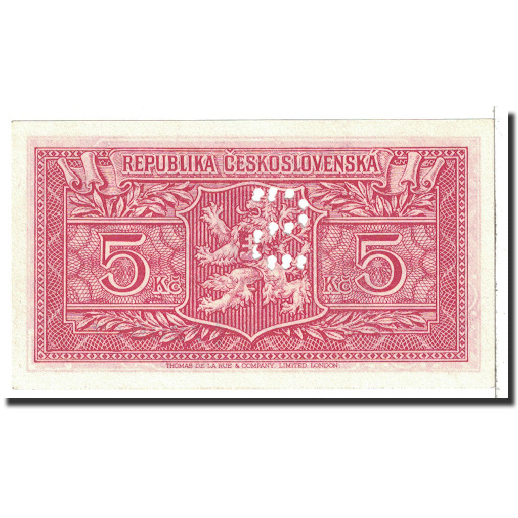 Banknote, Czechoslovakia, 5 Korun, 1945, Undated, KM:59s, UNC(65-70)