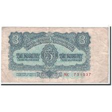 Banknote, Czechoslovakia, 3 Koruny, 1953, Undated, KM:79b, VF(20-25)