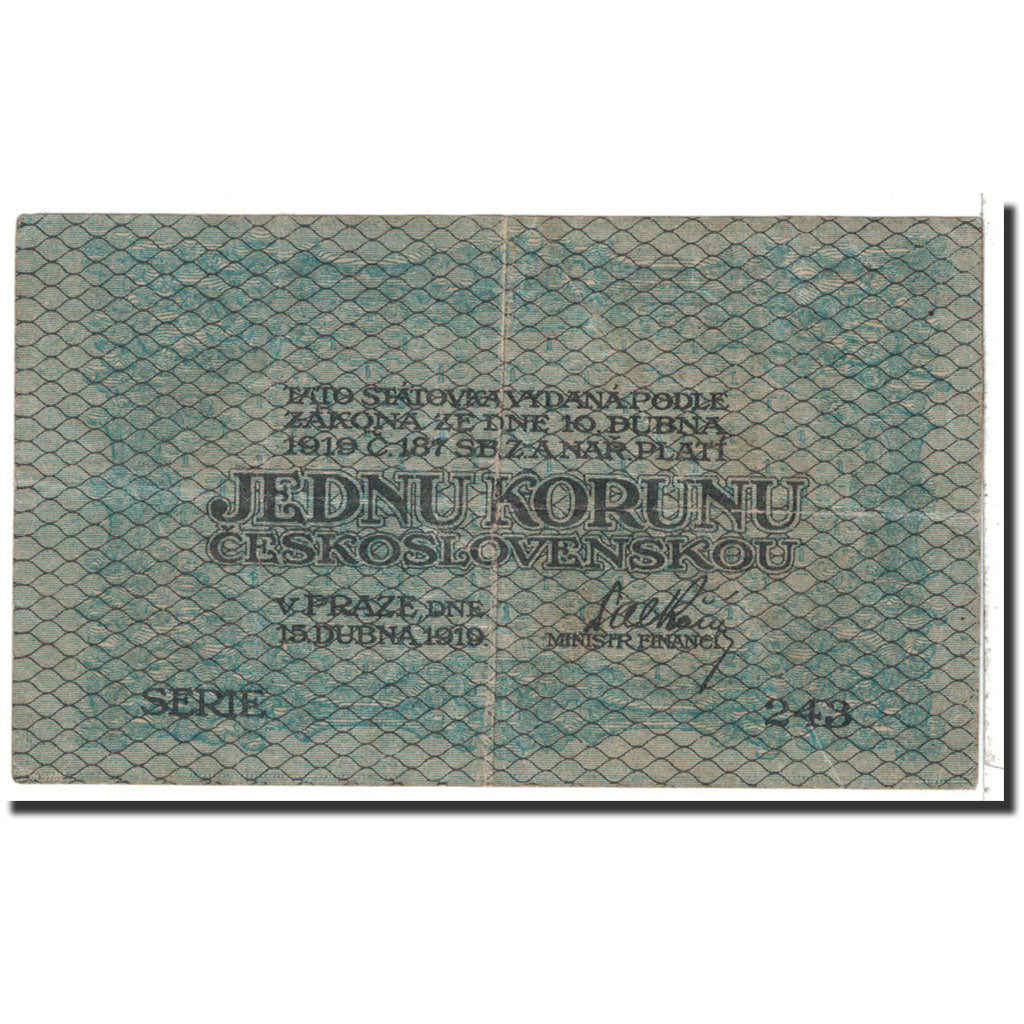 Banknote, Czechoslovakia, 1 Koruna, 1919, 1919-04-15, KM:6a, EF(40-45)